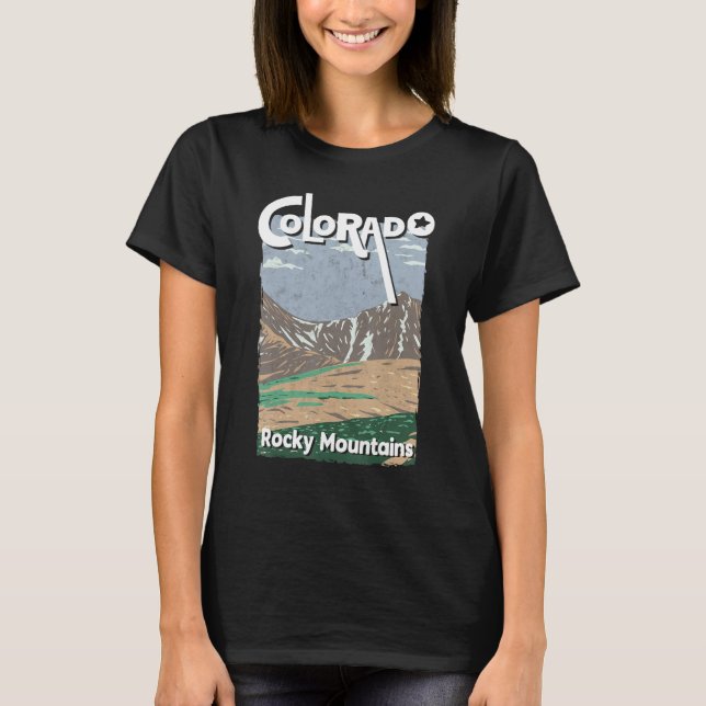 Colorado Staat Rocky Mountains Skiing Hik T-Shirt (Vorderseite)