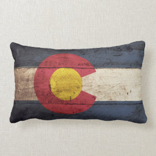 Colorado-Staats-Flagge auf altem hölzernem Korn Lendenkissen