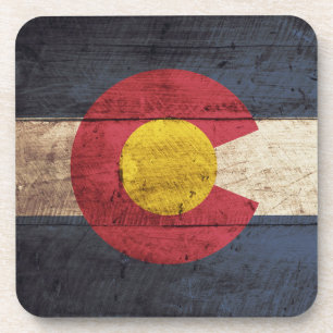 Colorado-Staats-Flagge auf altem hölzernem Korn Untersetzer