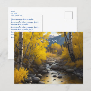 Colorado Stream & Espenbäume Kunst, Name, Nachrich Postkarte