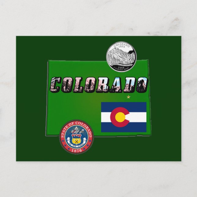 Colorado Texte, Drapeau, Sceau, Trimestre, Carte (Devant)
