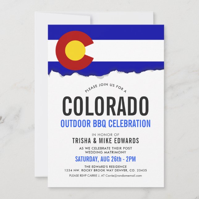 Colorado Themed GRILLEN | Party Flag Einladung (Vorderseite)