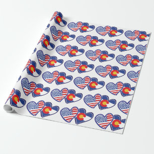 Colorado und US-Flagge Geschenkpapier