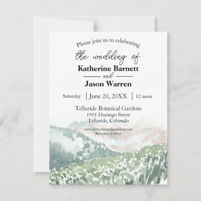 Colorado Wildblumen Berge Sommer Wasserfarbe Einladung (Vorderseite)