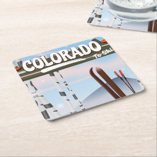 Colorado zum Ski! Rechteckiger Pappuntersetzer