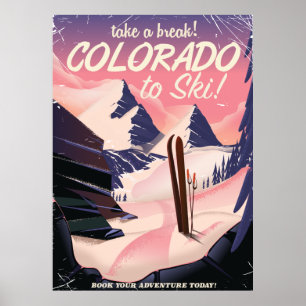 Colorado zum Skifahren! Retro-Urlaubsplakat Poster