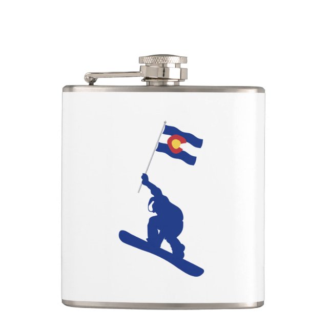 Coloradosnowboard-Flagge Flachmann (Vorderseite)