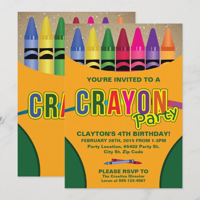 Coloration, invitations de fête d'anniversaire de (Devant / Derrière)