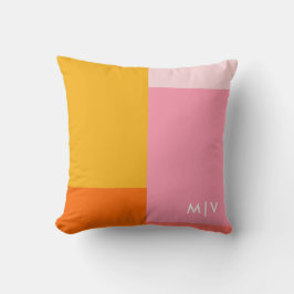 Colorblock Pink and Orange | Modern Monogram Kissen