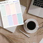 Colorblock Weekly Planner Notizblock<br><div class="desc">Benutzen Sie dieses zerreißende Notizblock, um alle Dinge, die Sie erledigen müssen, herunterzuschrauben. Dieser wöchentliche Farbblock-Planer und eine Liste mit einfachen Farben, die Ihnen helfen, Ihre Tage zu blockieren und für jeden Wochentag eine Übersicht über Ihre zu erledigenden Aufgaben behalten.</div>
