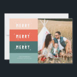 Colorblockierte MERRY MERRY MERRY Christmas Card Feiertagskarte<br><div class="desc">Typografie MERRY MERRY MERRY Christmas Card</div>