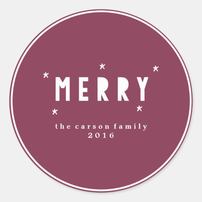 Colorblockierte MERRY MERRY MERRY Monogram Sticker (Vorderseite)
