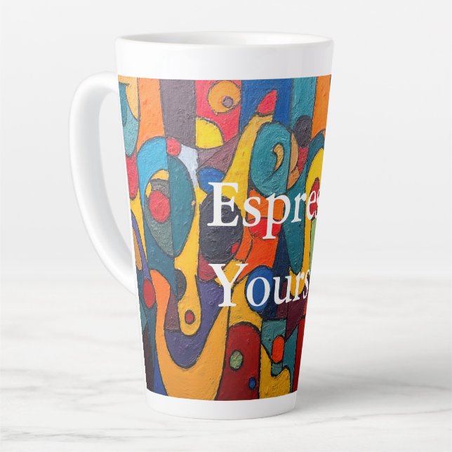 Colorcube 1 Farbenfroher Kubismus Latte Tasse (Linke Ecke)