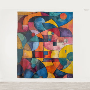 Colorcube 3 Farbiges Cubism Tapestory Wandteppich