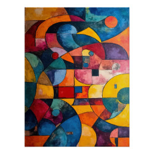 Colorcube 3 Farbiges Kubismus-Poster Poster
