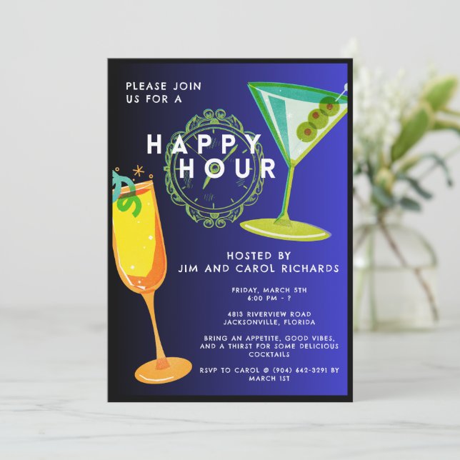 Coloré Basic Happy Hour Invitation (Debout devant)