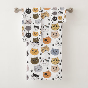 Coloré Cute Funny Chats & Motif Paw