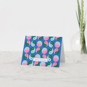 Coloré Cute Retro Yin Yang Bleu Personnalisé