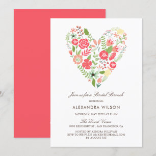 Coloré Floral Heart Bridal Brunch Invitation