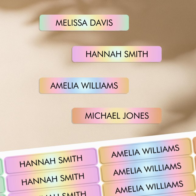 Coloré Gradient Kids étanche Nom Étiquettes (Créateur téléchargé)