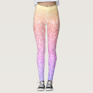 Coloré orange rose rose faux étincelles leggings