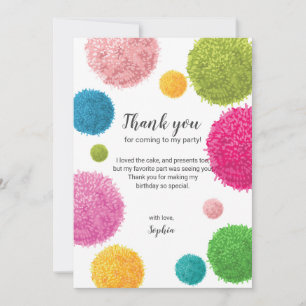Coloré Pom Pom Carte de remerciements d'anniversai