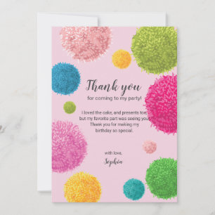Coloré Pom Pom Carte de remerciements d'anniversai