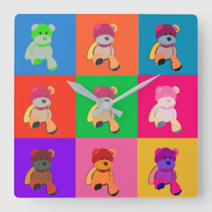 Coloré Pop Art teddy Chère horloge murale