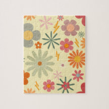 Coloré Retro Daisy Fleurs jigsaw Puzzle