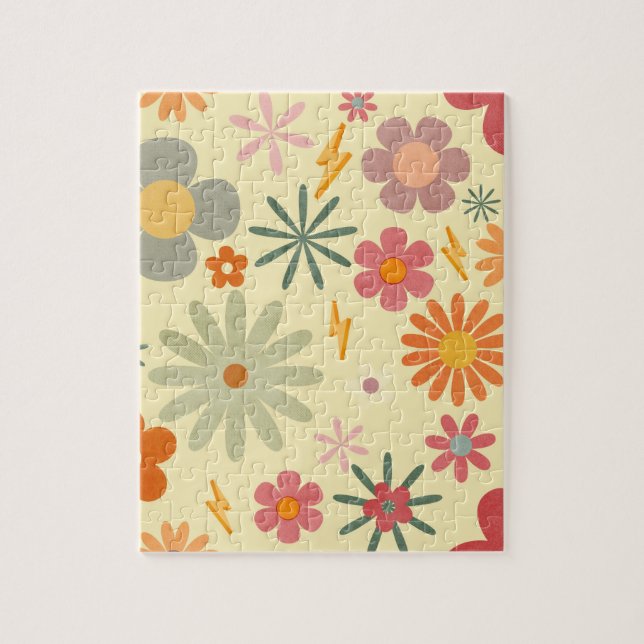 Coloré Retro Daisy Fleurs jigsaw Puzzle (Vertical)
