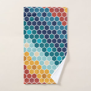 Coloré Retro Mosaïque Florale Motif Hexagon