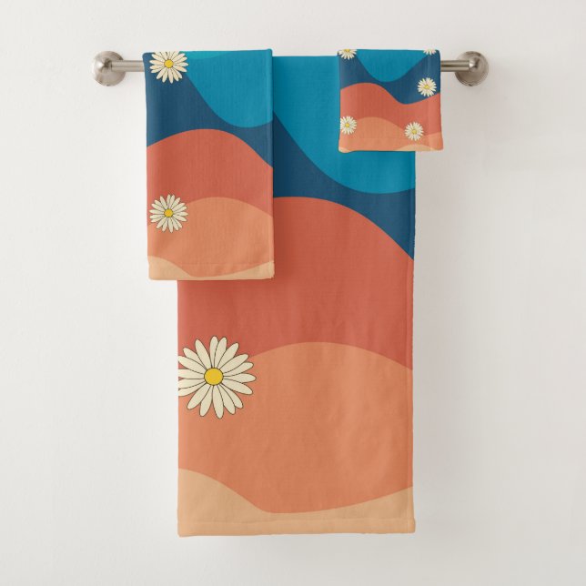 Coloré Retro Waves & Daisies Motif (En situation)