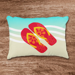 Coloré Summer Beach Waves Flip Flops Coussin