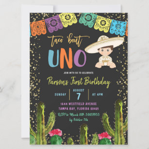 Coloré Taco Bout Uno Invitation Anniversaire