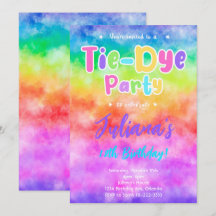 Coloré Tiedye Anniversaire Fête Invitation