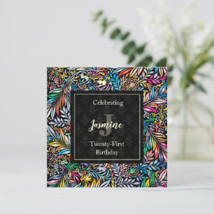 Coloré Tropique Floral Invitation Anniversaire