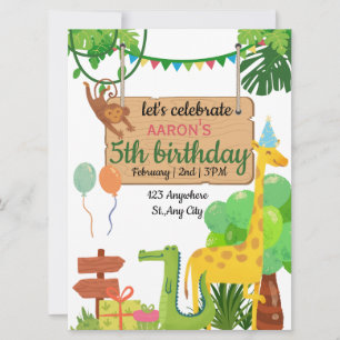 Coloré Vert Anniversaire Fête Invitation