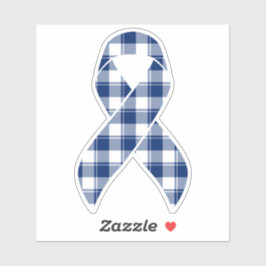 Colorectal Cancer Awareness Plaid Dark Blue Ribbon Aufkleber
