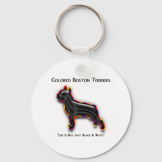 Colored Boston Terrier Schlüsselanhänger (Vorderseite)
