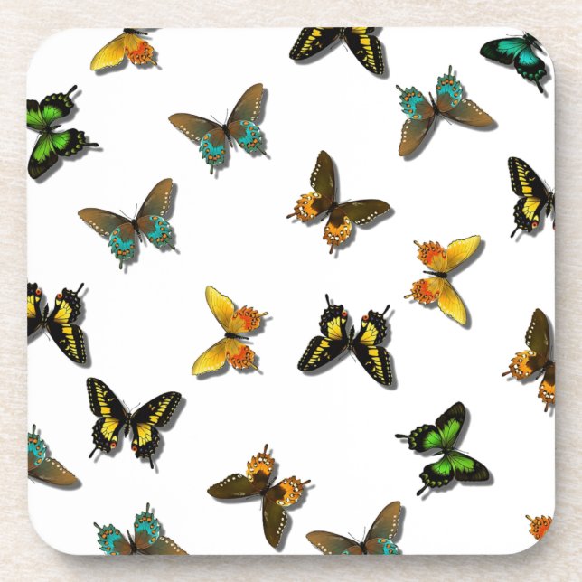 Colored Butterflies Art Untersetzer (Vorderseite)