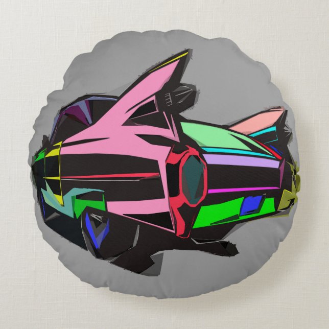 Colored cadillac rundes kissen (Vorderseite)
