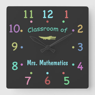 Colored Chalk Custom Teacher Clock Quadratische Wanduhr