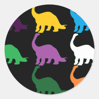 Colored Dinos Runder Aufkleber
