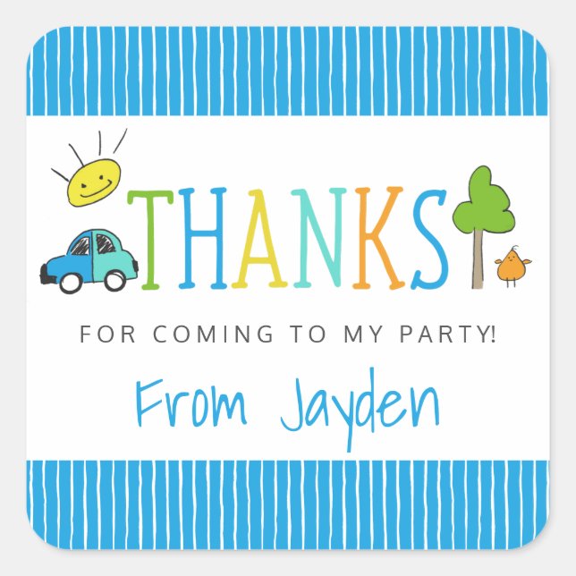Colored Doodles Birthday Favor Stickers | Auto (Vorderseite)