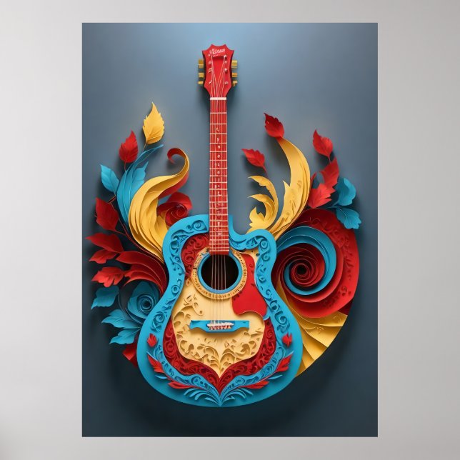 Colored Fantasy Guitar Poster (Vorne)