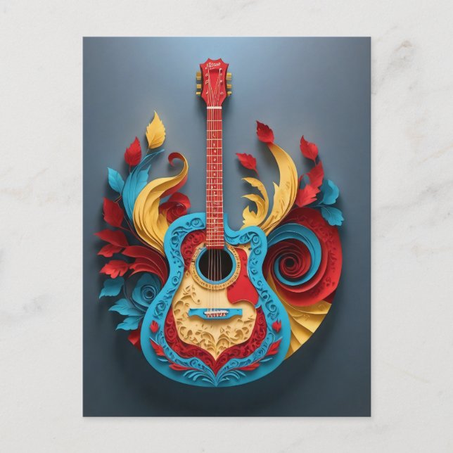 Colored Fantasy Guitar Postkarte (Vorderseite)