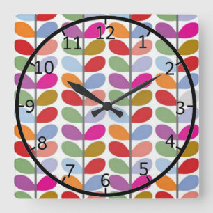 Colored Leaf Art Quadratische Wanduhr