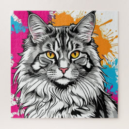 Colored Maine Coon Cat Portrait