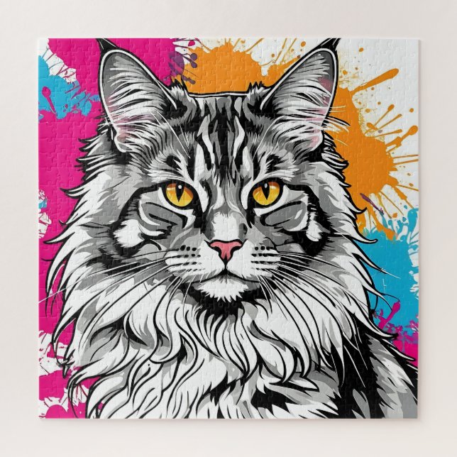 Colored Maine Coon Cat Portrait (Vertikal)