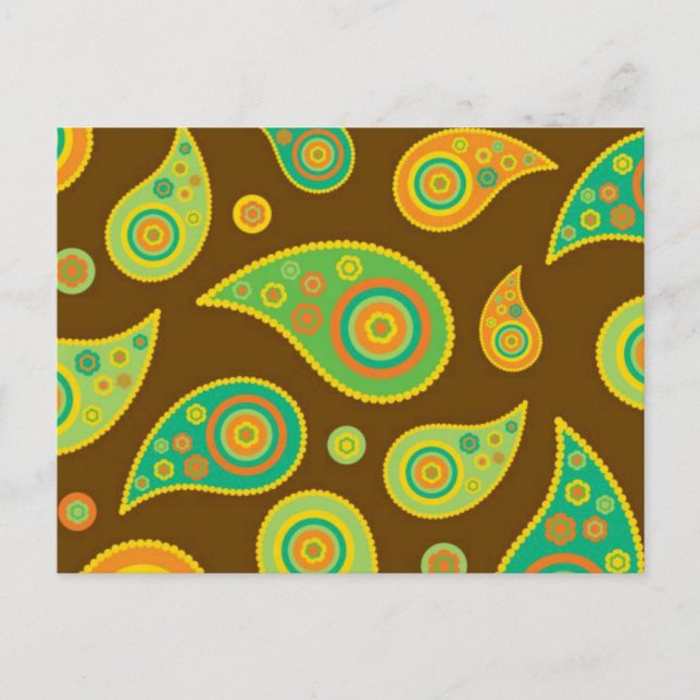 Colored Paisley Pattern Postkarte (Vorderseite)